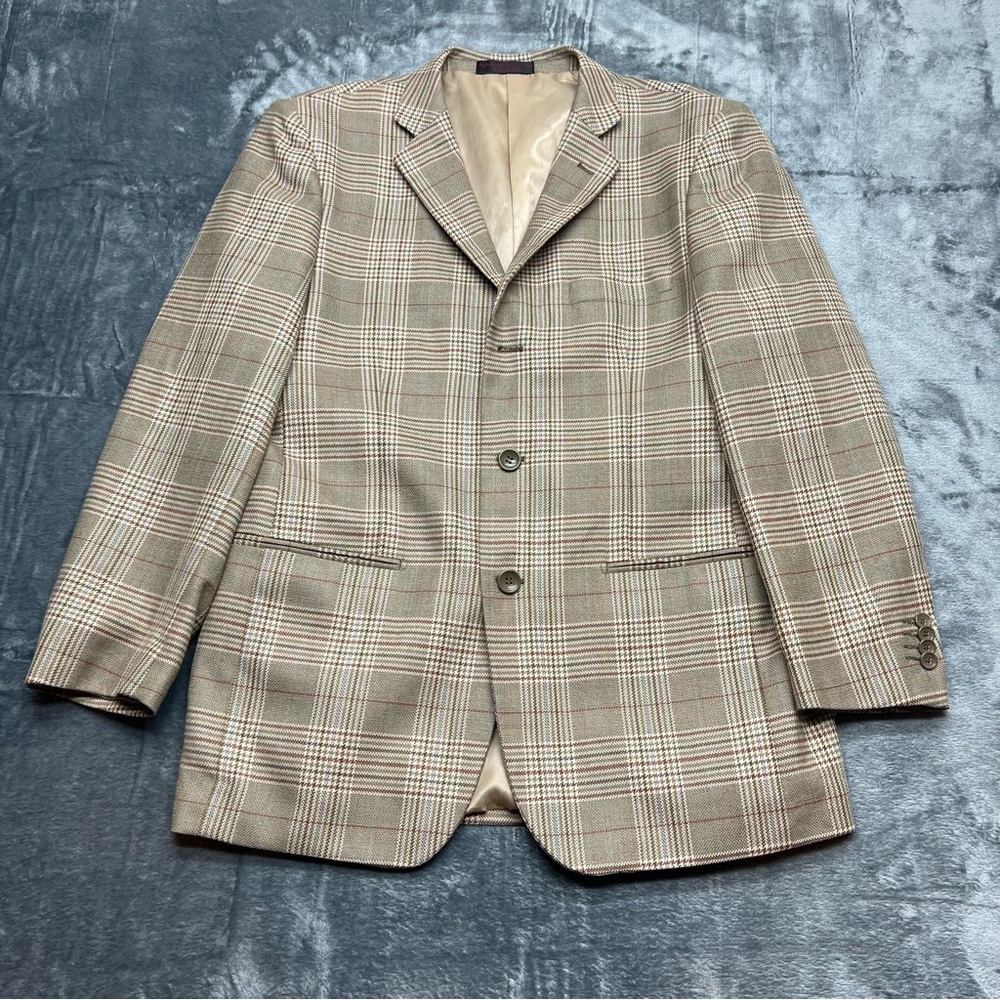 Loriano 40R Disegno Collezione Super 100s Men's Wool Blazer Sport Coat Glenplaid - Picture 15 of 15